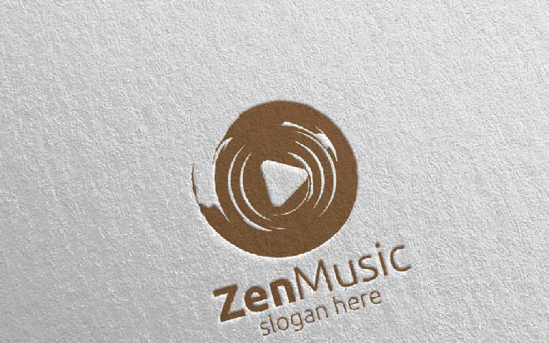 Download Шаблон логотипа "Music  with Zen and Play Concept 74 Logo Template" / Music  with Zen and Play Concept 74 Logo Template - Шаблон логотипа на тему графика music logo karaoke melody movie multimedia record voice singer note sound song play video volume audio vector compose disco zen