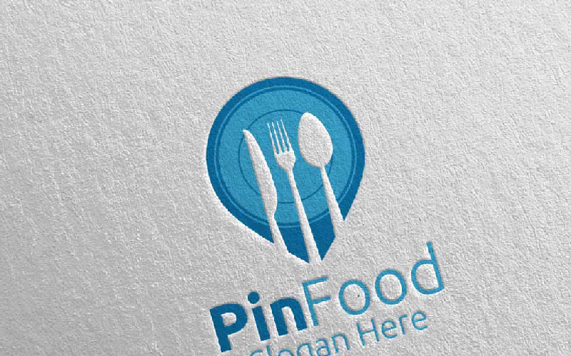 Download Шаблон логотипа "Pin Healthy Food for Restaurant or Cafe  7 Logo Template" / Pin Healthy Food for Restaurant or Cafe  7 Logo Template - Шаблон логотипа на тему графика pin food logo fork fresh cafe catering chef cooking restaurant knife diet eat eco green kitchen vegetarian spoon supplement nutrition
