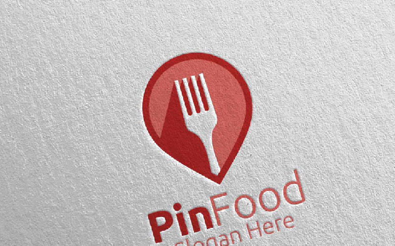 Download Шаблон логотипа "Pin Healthy Food for Restaurant or Cafe 8 Logo Template" / Pin Healthy Food for Restaurant or Cafe 8 Logo Template - Шаблон логотипа на тему графика food logo fork fresh cafe catering chef cooking restaurant knife diet eat eco green kitchen vegetarian spoon supplement nutrition pin