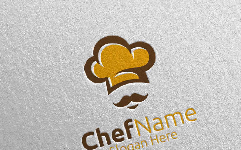 Chef-kok Food voor Restaurant of Cafe 22 Logo sjabloon