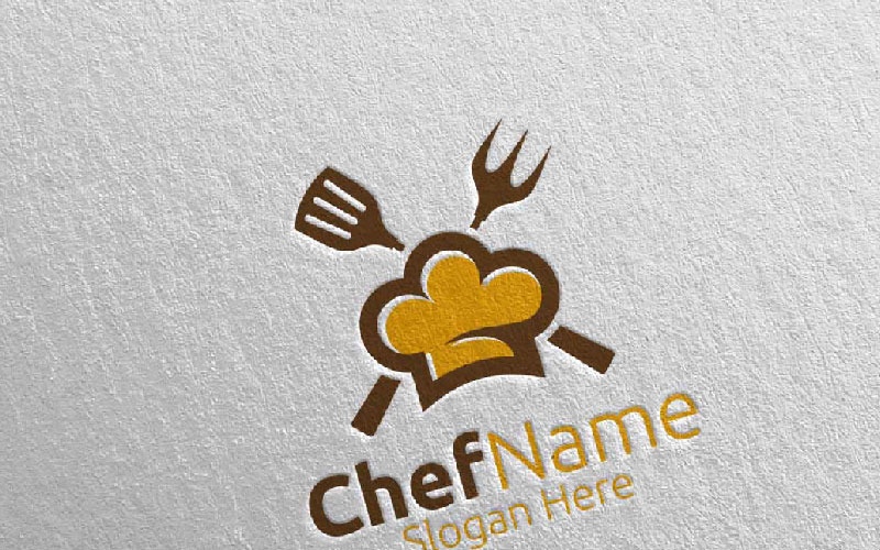 Download Шаблон логотипа "Chef Food  for Restaurant or Cafe 26 Logo Template" / Chef Food  for Restaurant or Cafe 26 Logo Template - Шаблон логотипа на тему графика food logo fork fresh cafe catering chef cooking restaurant knife diet eat eco green kitchen vegetarian spoon supplement nutrition vegan