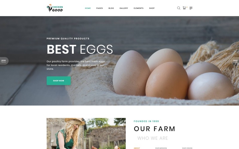 Chicken Good - Modello di sito Web HTML multipagina di Poultry Farm