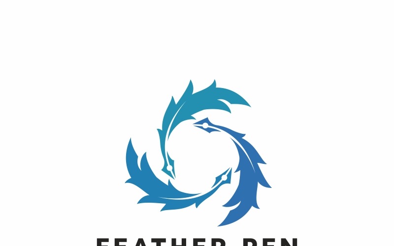 Download Шаблон логотипа "Feather Pen Logo Template" / Feather Pen Logo Template - Шаблон логотипа на тему графика agency auteur blog blogger business company copywriter drawing feather pen flog freelance ink letter lettering letters light paper pencil psd