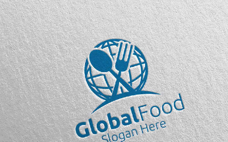Глобальна їжа для ресторану або кафе 20 шаблон логотипу