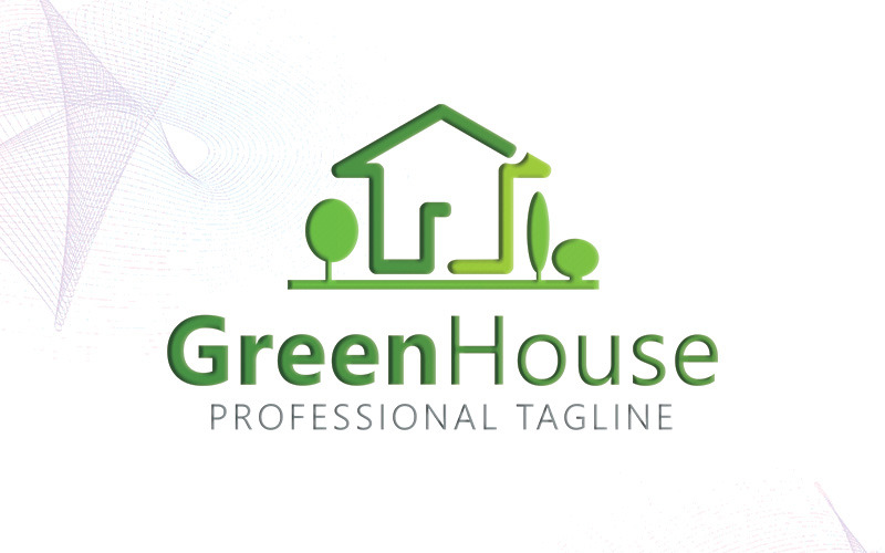 Download Шаблон логотипа "GreenHouse Logo Template" / GreenHouse Logo Template - Шаблон логотипа на тему графика building logo clean house construction cottage country club ecology ecosystem forest garden green greenhouse landscape life logotype nature real estate
