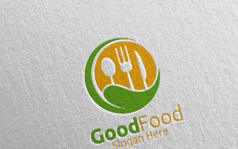 Download Шаблон логотипа "Healthy Food for Restaurant or Cafe 21 Logo Template" / Healthy Food for Restaurant or Cafe 21 Logo Template - Шаблон логотипа на тему графика food logo fork fresh cafe catering chef cooking restaurant knife diet eat eco green kitchen vegetarian spoon supplement nutrition vegan