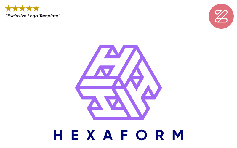 Download Шаблон логотипа "Hexaform geometric Logo Template" / Hexaform geometric Logo Template - Шаблон логотипа на тему графика h logo lineart outline modern futuristic 3d clean startup symbol icon company template