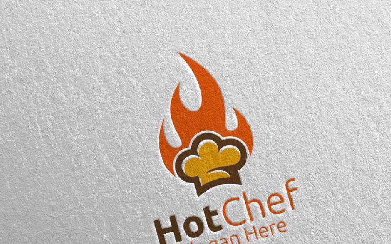 Download Шаблон логотипа "Hot Chef Food  for Restaurant or Cafe 23 Logo Template" / Hot Chef Food  for Restaurant or Cafe 23 Logo Template - Шаблон логотипа на тему графика food logo fork fresh cafe catering chef cooking restaurant knife diet eat eco green kitchen vegetarian spoon supplement nutrition hot