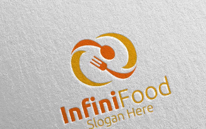 Download Шаблон логотипа "Infinity Food  for Restaurant or Cafe 27 Logo Template" / Infinity Food  for Restaurant or Cafe 27 Logo Template - Шаблон логотипа на тему графика food logo fork fresh cafe catering chef cooking restaurant knife diet eat eco green kitchen vegetarian spoon supplement nutrition infinity
