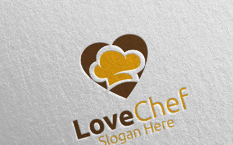 Download Шаблон логотипа "Love Chef Food  for Restaurant or Cafe 24 Logo Template" / Love Chef Food  for Restaurant or Cafe 24 Logo Template - Шаблон логотипа на тему графика food logo fork fresh cafe catering chef cooking restaurant knife diet eat eco green kitchen vegetarian spoon supplement nutrition love