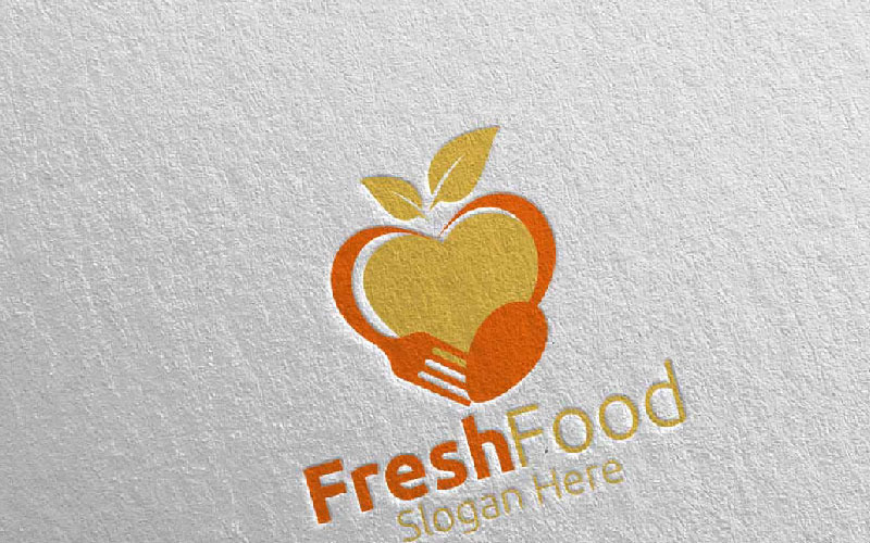 Download Шаблон логотипа "Love Chef Food  for Restaurant or Cafe 25 Logo Template" / Love Chef Food  for Restaurant or Cafe 25 Logo Template - Шаблон логотипа на тему графика food logo fork fresh cafe catering chef cooking restaurant knife diet eat eco green kitchen vegetarian spoon supplement nutrition love