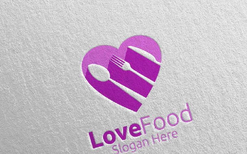 Download Шаблон логотипа "Love Healthy Food   for Restaurant or Cafe 1 Logo Template" / Love Healthy Food   for Restaurant or Cafe 1 Logo Template - Шаблон логотипа на тему графика food logo fork fresh cafe catering chef cooking restaurant knife diet eat eco green kitchen vegetarian spoon supplement nutrition vegan