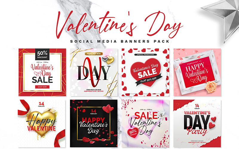 LOVELY - Valentine's Day Banner Pack Szablon mediów społecznościowych