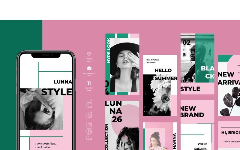 Download Шаблон для соцсетей "Lunna - Instagram Stories Social Media Template" / Lunna - Instagram Stories Social Media Template - Шаблон для соцсетей на тему графика 