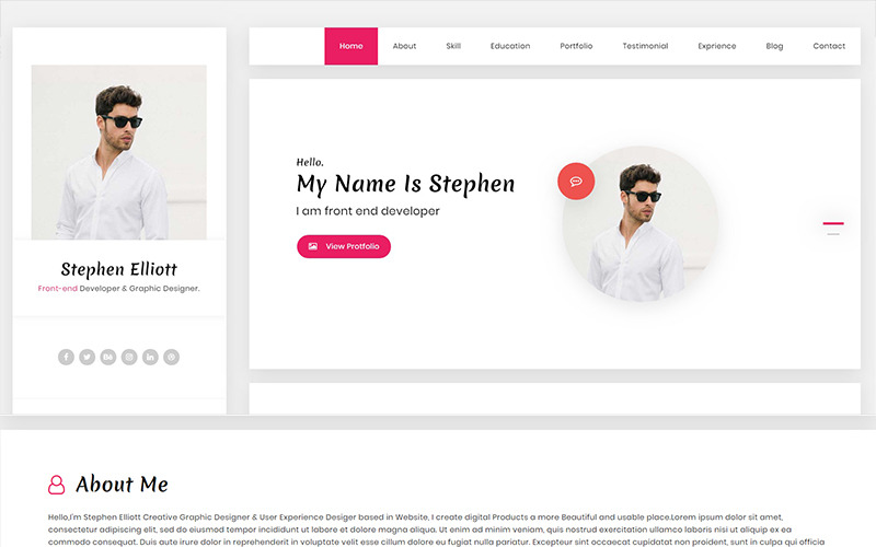 Stephen - modelo de página de destino HTML de currículo pessoal
