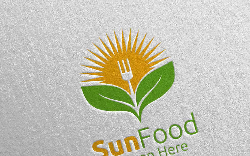 Download Шаблон логотипа "Sun Food Restaurant or Cafe 16 Logo Template" / Sun Food Restaurant or Cafe 16 Logo Template - Шаблон логотипа на тему графика food logo fork fresh cafe catering chef cooking restaurant knife diet eat eco green kitchen vegetarian spoon supplement nutrition sun