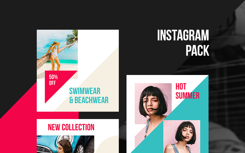 Download Шаблон для соцсетей "Triangle Instagram Templates for Social Media" / Triangle Instagram Templates for Social Media - Шаблон для соцсетей на тему графика social media instagram stories facebook posts templates fashion red triangle modern style promotion psd banner