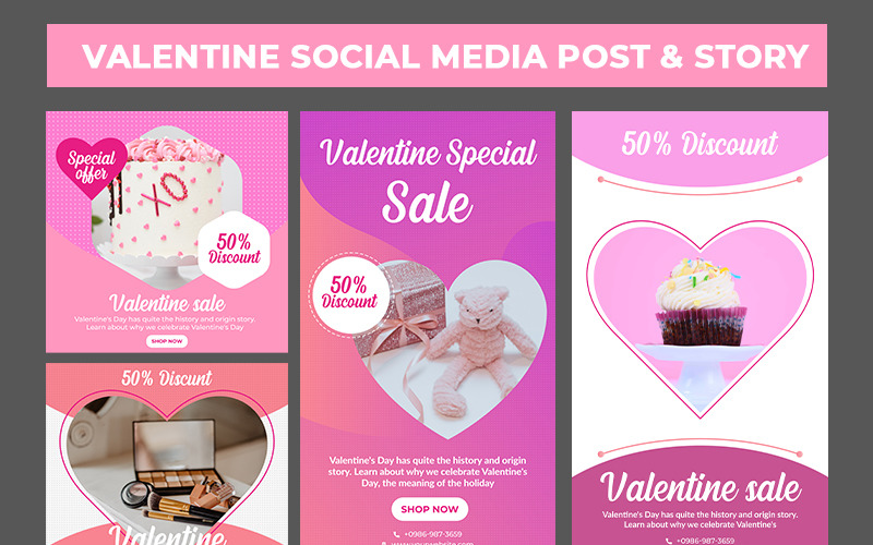 Valentine Banner und Story Set Social Media Vorlage