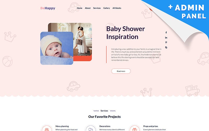 BeHappy - Baby Shower Landing Page Template