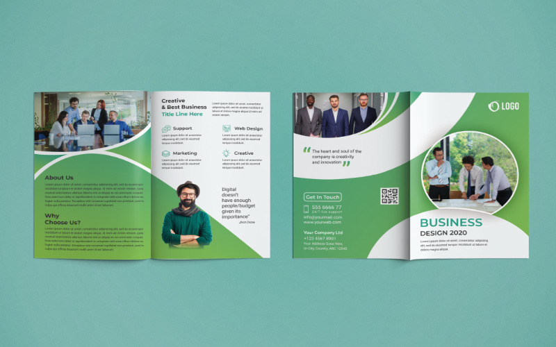 Conception de brochures à deux volets - Modèle d'identité d'entreprise