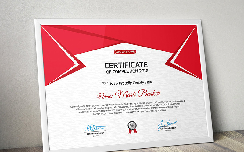 Download Шаблон сертификата "Corporate Geometric Certificate Template" / Corporate Geometric Certificate Template - Шаблон сертификата на тему графика certificate corporate decorative diploma elegant excellence frame graduation green modern multicolor ornament ornaments paper print ready template professional red simple