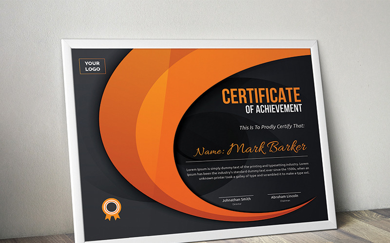 Download Шаблон сертификата "Dark Curvy Certificate Template" / Dark Curvy Certificate Template - Шаблон сертификата на тему графика certificate corporate decorative diploma elegant excellence frame graduation green modern multicolor ornament ornaments paper print ready template professional red simple
