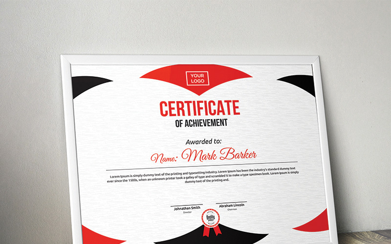 Download Шаблон сертификата "Minimal Modern Certificate Template" / Minimal Modern Certificate Template - Шаблон сертификата на тему графика certificate corporate decorative diploma elegant excellence frame graduation green modern multicolor ornament ornaments paper print ready template professional red simple