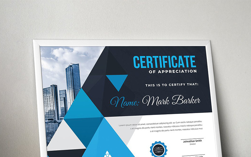 Modern Corporate with Triangle Elements Certificate Template