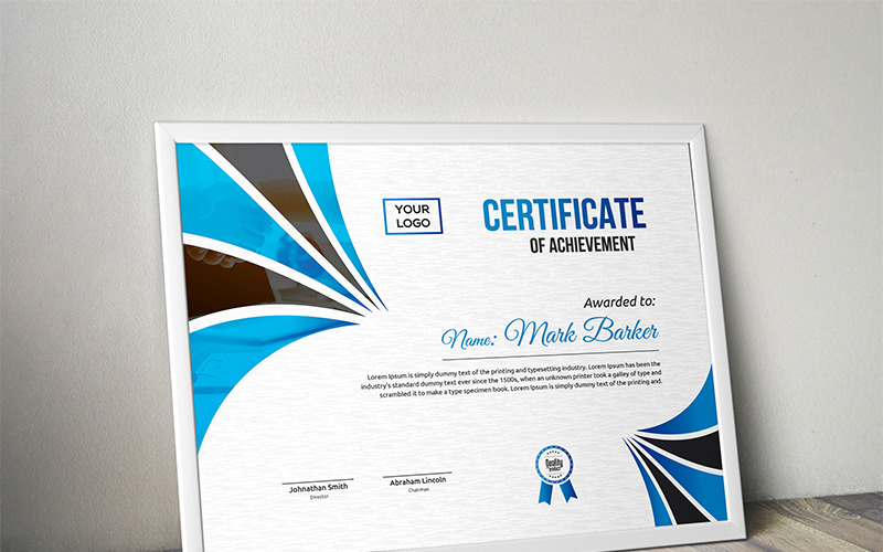 Download Шаблон сертификата "Modern Curvy Certificate Template" / Modern Curvy Certificate Template - Шаблон сертификата на тему графика certificate corporate decorative diploma elegant excellence frame graduation green modern multicolor ornament ornaments paper print ready template professional red simple