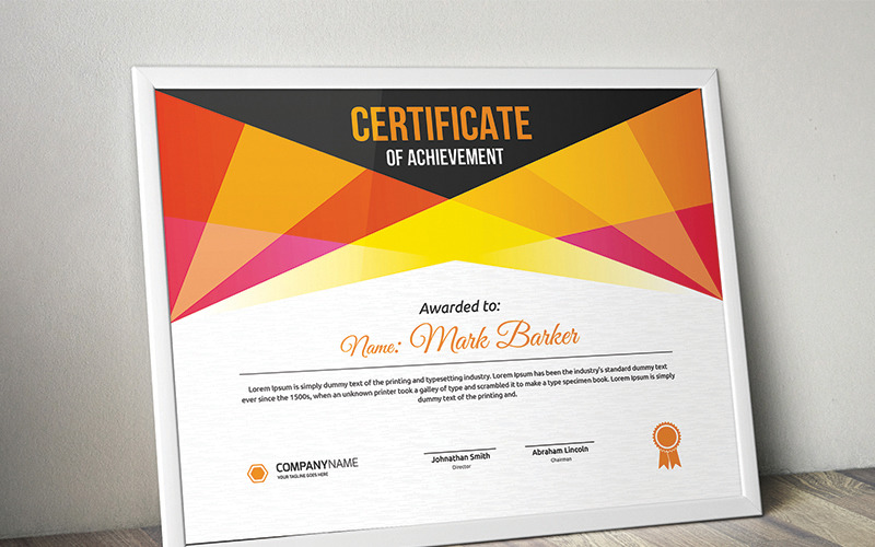 Download Шаблон сертификата "Modern Multicolor Certificate Template" / Modern Multicolor Certificate Template - Шаблон сертификата на тему графика certificate corporate decorative diploma elegant excellence frame graduation green modern multicolor ornament ornaments paper print ready template professional red simple