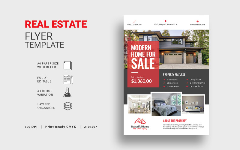 Download Фирменный стиль "Modern Real Estate Flyer - Corporate Identity Template" / Modern Real Estate Flyer - Corporate Identity Template - Фирменный стиль на тему графика real estate modern home house sale branding promotion advertisement agency mortgage property realtor renovation residential