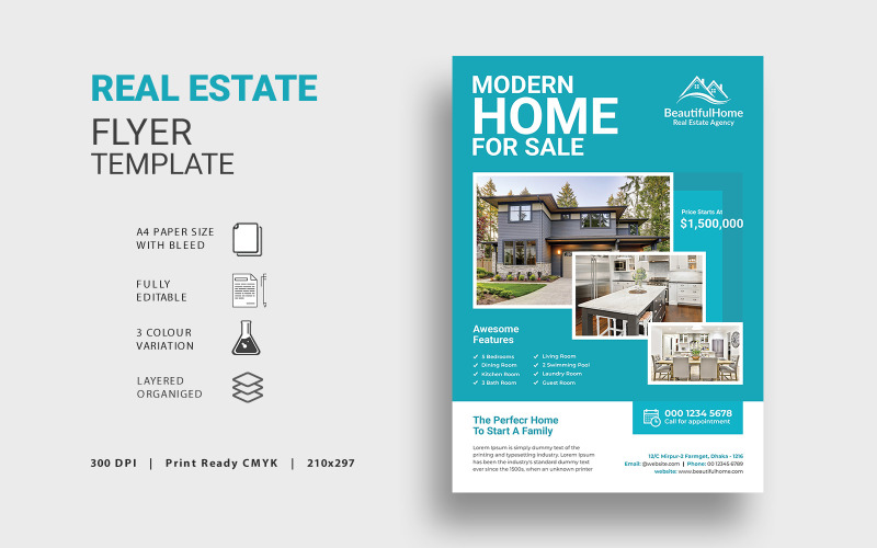 Download Фирменный стиль "Real Estate Flyer - Corporate Identity Template" / Real Estate Flyer - Corporate Identity Template - Фирменный стиль на тему графика real estate flyer template advertisement home house renovation residential realtor mortgage lease loan sale
