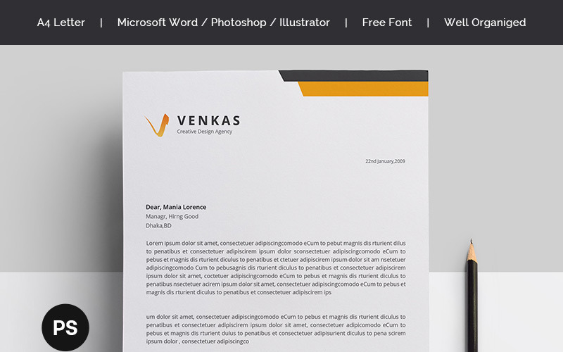 Download Фирменный стиль "Vekas - Corporate Identity Template" / Vekas - Corporate Identity Template - Фирменный стиль на тему графика corporate identity letterhead stationary design minimal letterhead