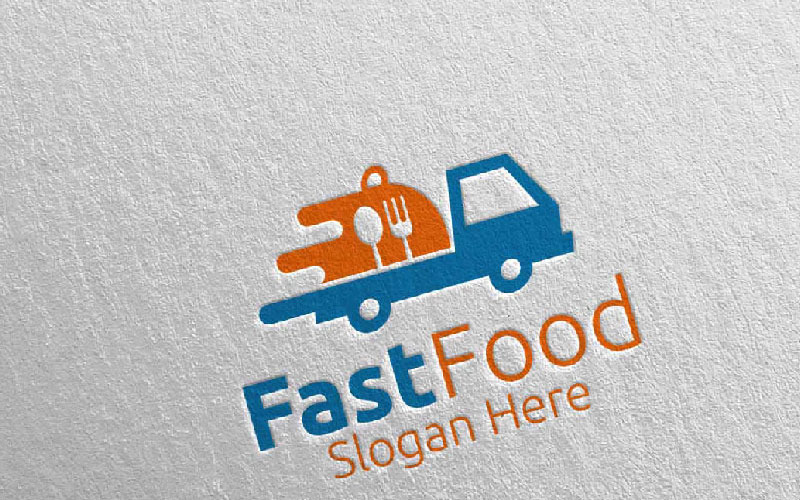 Download Шаблон логотипа "Courier Fast Food for Restaurant or Cafe 41 Logo Template" / Courier Fast Food for Restaurant or Cafe 41 Logo Template - Шаблон логотипа на тему графика food logo fork fresh cafe catering chef cooking restaurant knife diet eat eco green kitchen courier vegetarian spoon supplement fast