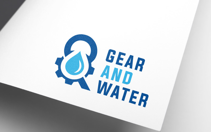 Download Шаблон логотипа "Gear And (&amp;) Water - Plumbing Logo Template" / Gear And (&amp;) Water - Plumbing Logo Template - Шаблон логотипа на тему графика abstract,blue,brand,business,clean,company,concept,creative,design,drop,eco,equipment,flat,gas,gear,oil,plumbing,modern,and,logo