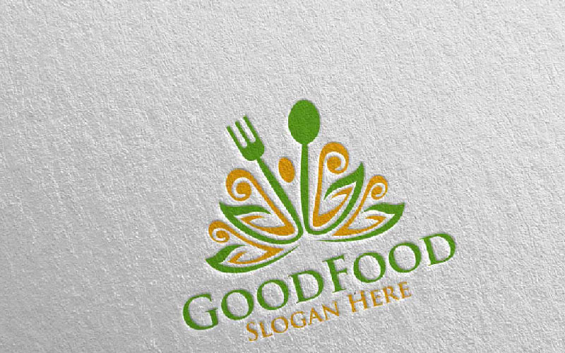 Download Шаблон логотипа "Good Food for Restaurant or Cafe 54 Logo Template" / Good Food for Restaurant or Cafe 54 Logo Template - Шаблон логотипа на тему графика food logo fork fresh cafe catering chef cooking restaurant knife diet eat eco green kitchen vegetarian spoon supplement nutrition vegan