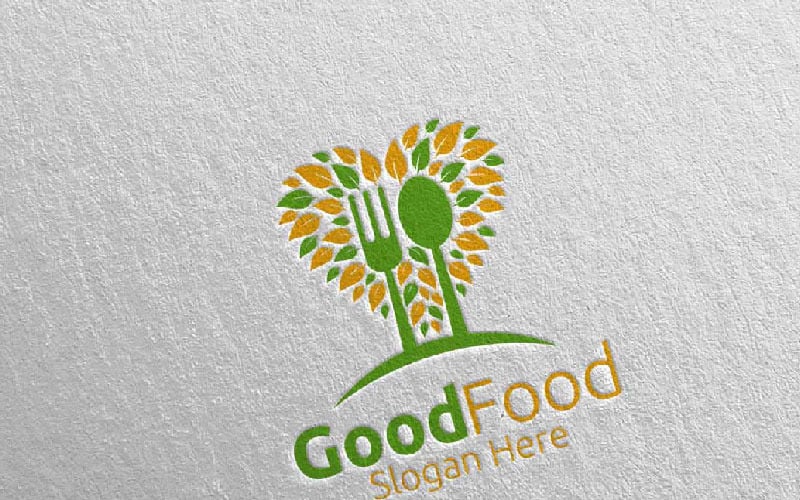 Restaurant veya Cafe için Sağlıklı Yemek 37 Logo Şablonu