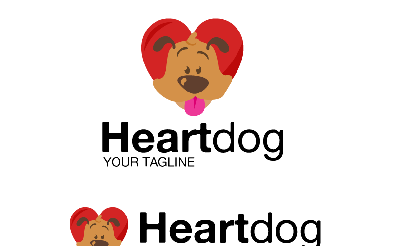 Download Шаблон логотипа "Heart Dog Logo" / Heart Dog Logo - Шаблон логотипа на тему графика brand,branding,business,character,cute,doberman,dog,fun,game,gaming,logo,logotype,mascot,professional,smart,study,unique