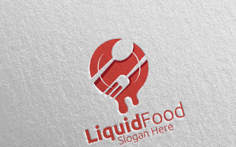 Restaurant veya Cafe İçin Sıvı Gıda 45 Logo Şablonu