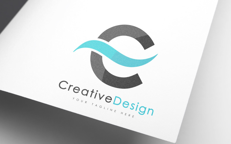 Logo creativo C Letter Blue Wave Vol-02 Design