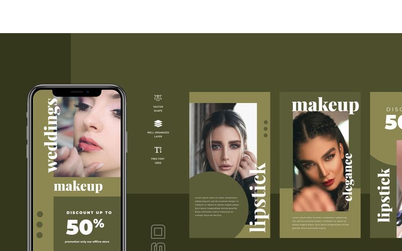 Download Шаблон для соцсетей "Makeups  - Instagram Stories Social Media Template" / Makeups  - Instagram Stories Social Media Template - Шаблон для соцсетей на тему графика 