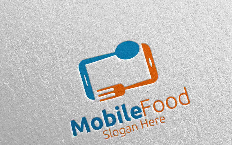 Download Шаблон логотипа "Mobile Food for Restaurant or Cafe 34 Logo Template" / Mobile Food for Restaurant or Cafe 34 Logo Template - Шаблон логотипа на тему графика food logo fork fresh cafe catering chef cooking restaurant knife diet eat eco green kitchen vegetarian spoon supplement nutrition mobile