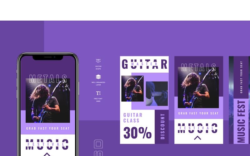 Download Шаблон для соцсетей "Muzik - Music Instagram Stories Social Media Template" / Muzik - Music Instagram Stories Social Media Template - Шаблон для соцсетей на тему графика 