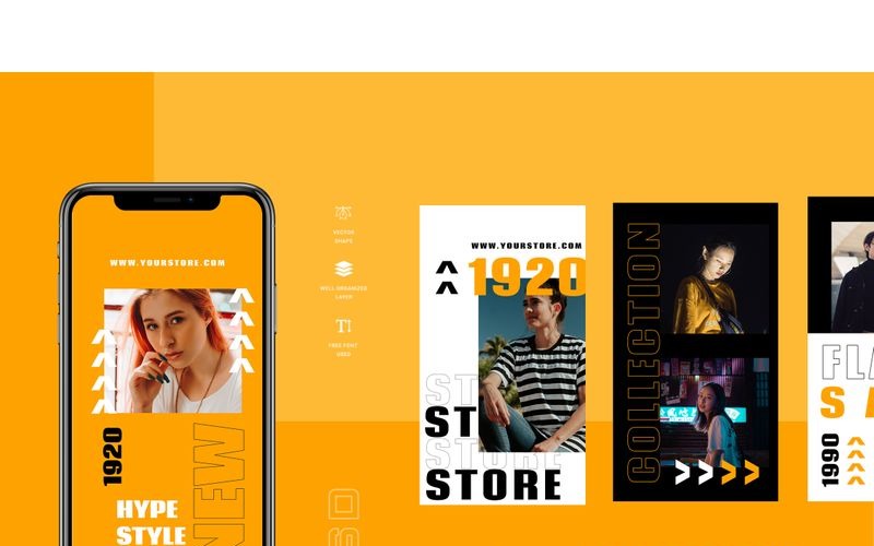 Download Шаблон для соцсетей "Retrofa Three - Instagram Stories Social Media Template" / Retrofa Three - Instagram Stories Social Media Template - Шаблон для соцсетей на тему графика 