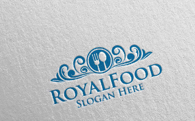 Download Шаблон логотипа "Royal Food for Restaurant or Cafe 49 Logo Template" / Royal Food for Restaurant or Cafe 49 Logo Template - Шаблон логотипа на тему графика food logo fork fresh cafe catering chef cooking restaurant knife diet eat eco green kitchen vegetarian spoon supplement nutrition king