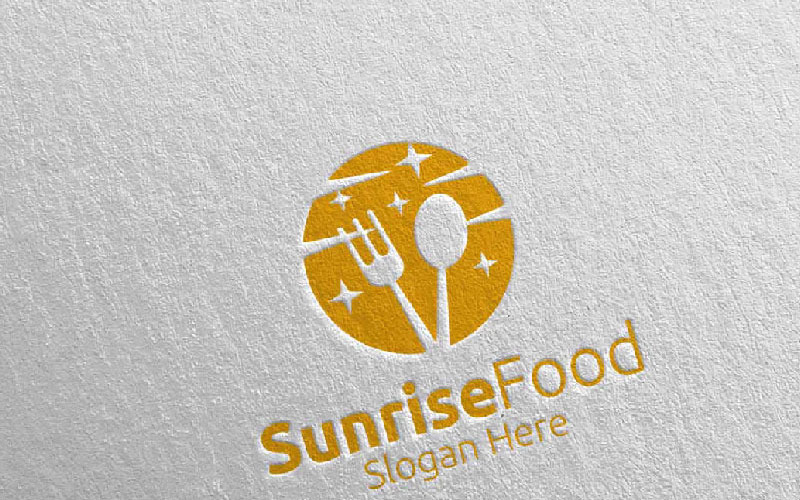 Download Шаблон логотипа "Sunrise Food for Restaurant or Cafe 57 Logo Template" / Sunrise Food for Restaurant or Cafe 57 Logo Template - Шаблон логотипа на тему графика food logo fork fresh cafe catering chef cooking restaurant knife diet eat eco green kitchen vegetarian spoon supplement nutrition sunrise