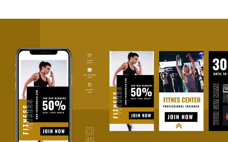 Download Шаблон для соцсетей "Tahes - Gym Instagram Stories Social Media Template" / Tahes - Gym Instagram Stories Social Media Template - Шаблон для соцсетей на тему графика 