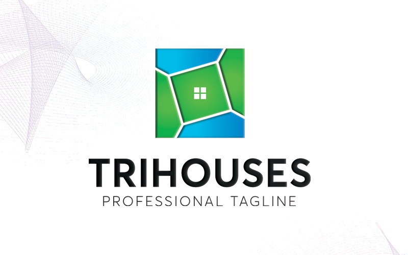 Download Шаблон логотипа "Trihouses Logo Template" / Trihouses Logo Template - Шаблон логотипа на тему графика construction home house modern professional real estate roof simple square three triangle window