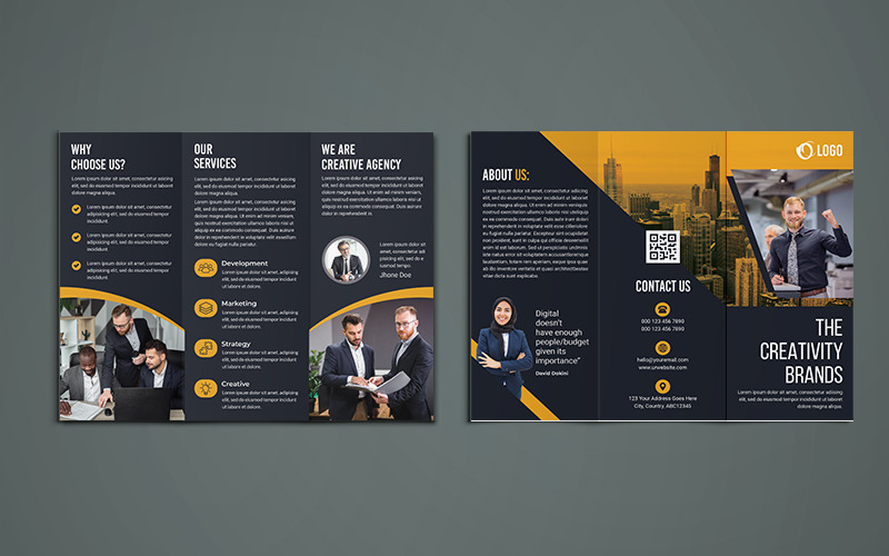 Download Фирменный стиль "Black Trifold Brochure Design - Corporate Identity Template" / Black Trifold Brochure Design - Corporate Identity Template - Фирменный стиль на тему графика corporate,business,agency,brochure,trifold,tri-fold,trifoldbrochure,marketing,company,tri,brochuredesign,a4,print-ready,psd,template,professional,internet,creative,usletter,black