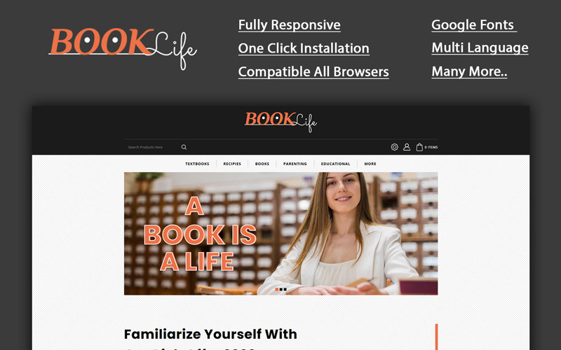 Booklife - OpenCart шаблон книжного магазина